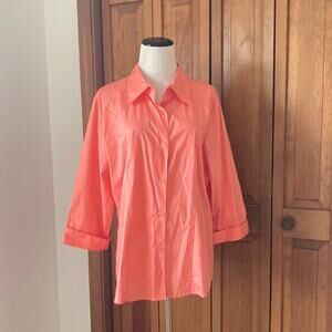 REAL Comfort Peach Cotton Blend Buttondown Shirt, Size XL